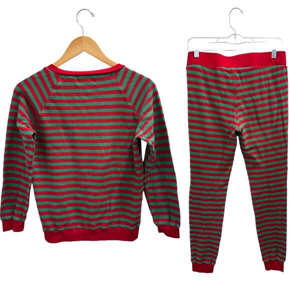 Lake Pajamas Waffle Henley Joggers Mistletoe Red Green Stripe Holiday Christmas - Picture 2 of 14